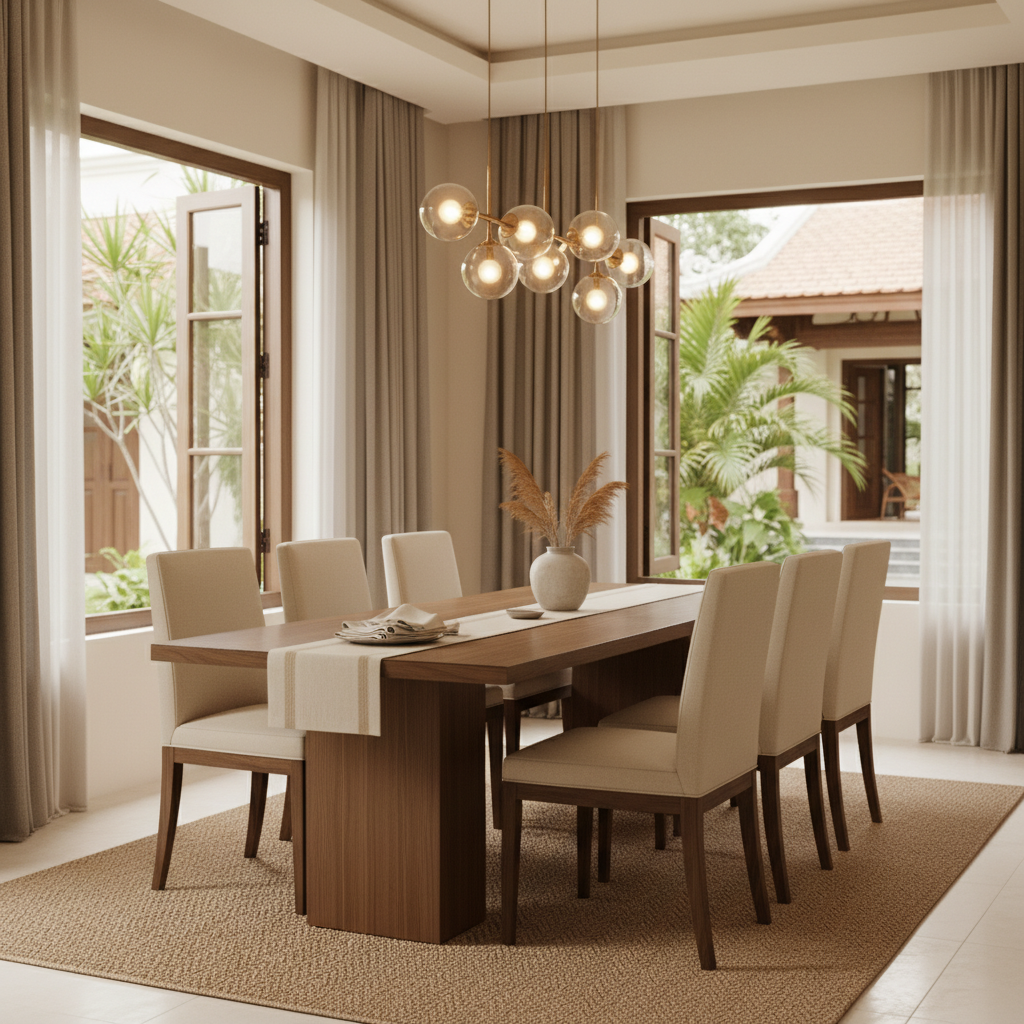 Nội thất phòng ăn biệt thự ấm áp